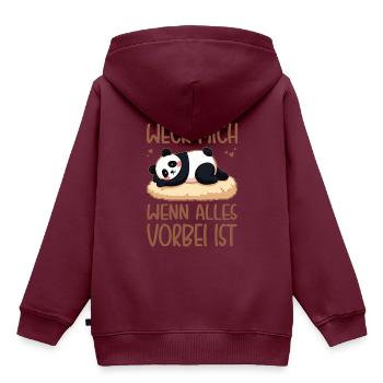 Weck Mich Wenn Alles Vorbei Ist / Langschläfer - Kinder Premium Organic Hoodie - Burgunderrot - Hinten - AI Model Kid Female (0cm)