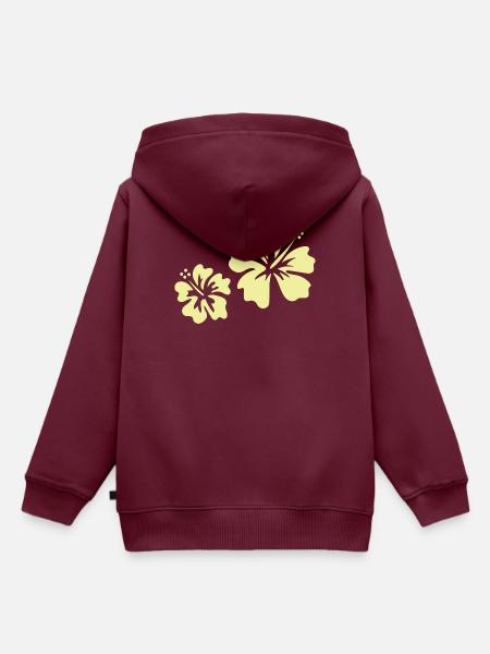 Gelber Hibiskus - Kinder Premium Organic Hoodie - Burgunderrot