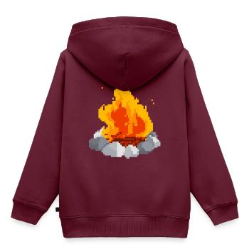 Pixel Feuer pixel fire - Kinder Premium Organic Hoodie - Burgunderrot - Hinten - AI Model Kid Female (0cm)