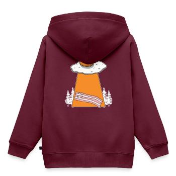 Speck Alien Entführung Frühstück Speck Liebhaber F - Kinder Premium Organic Hoodie - Burgunderrot - Hinten - AI Model Kid Female (0cm)