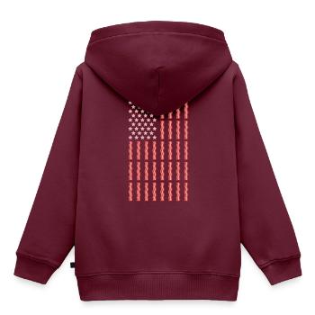 Patriotischer Speck Flagge Frühstück Speck Liebhab - Kinder Premium Organic Hoodie - Burgunderrot - Hinten - AI Model Kid Female (0cm)