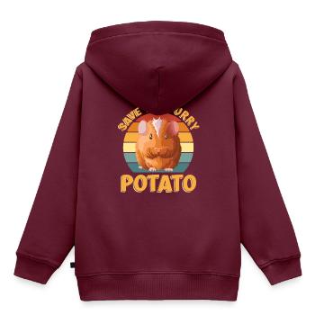 Speichern Sie Die Pelzigen - Kinder Premium Organic Hoodie - Burgunderrot - Hinten - AI Model Kid Female (0cm)