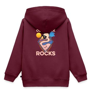 Unser Flock Rocks - Kinder Premium Organic Hoodie - Burgunderrot - Hinten - AI Model Kid Female (0cm)