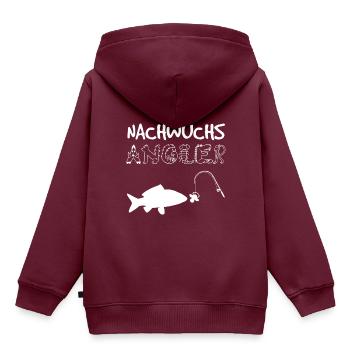 Nachwuchs Angler - Geschenkidee Geburt Nachwuchs - Kinder Premium Organic Hoodie - Burgunderrot - Hinten - AI Model Kid Female (0cm)