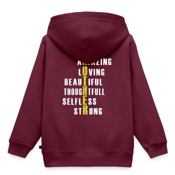Mothers Day - Kinder Premium Organic Hoodie - Burgunderrot - Hinten - AI Model Kid Female (0cm)