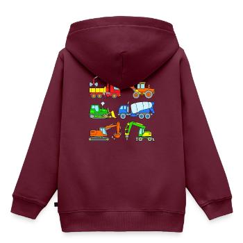 Bagger und Co - Fahrzeuge auf der Baustelle - Kinder Premium Organic Hoodie - Burgunderrot - Hinten - AI Model Kid Female (0cm)