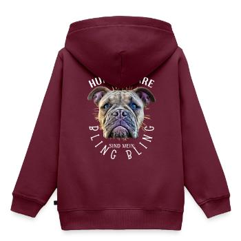 HUNDEHAARE sind mein BLING BLING - Hund Hunde - Kinder Premium Organic Hoodie - Burgunderrot - Hinten - AI Model Kid Female (0cm)