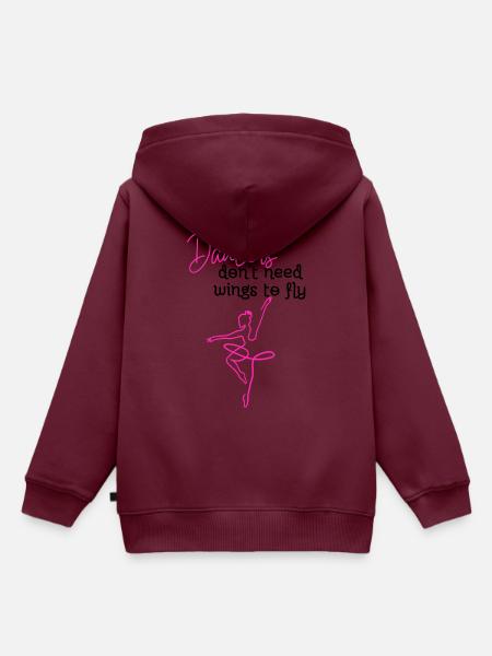 Dancers don´t need wings - Kinder Premium Organic Hoodie - Burgunderrot