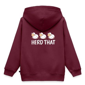 Herde That - Schaf - Kinder Premium Organic Hoodie - Burgunderrot - Hinten - AI Model Kid Female (0cm)