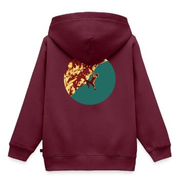 Felskletterer in steiler Wand - Kinder Premium Organic Hoodie - Burgunderrot - Hinten - AI Model Kid Female (0cm)