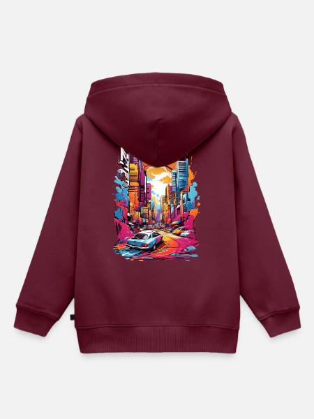 Stadtbild - Kinder Premium Organic Hoodie - Burgunderrot