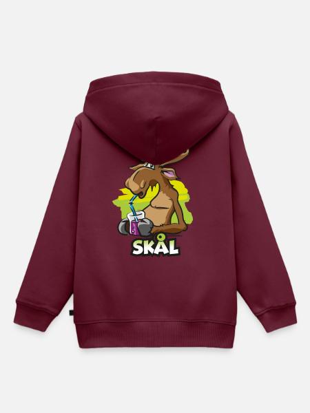 Lustiger Elch Schweden Skal Blaubeeren Comic - Kinder Premium Organic Hoodie - Burgunderrot