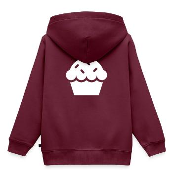 Muffin - Kinder Premium Organic Hoodie - Burgunderrot - Hinten - AI Model Kid Female (0cm)