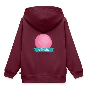 Planet Venus Space gift - Kinder Premium Organic Hoodie - Burgunderrot - Hinten - AI Model Kid Female (0cm)