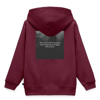 Monsters & Angels - Kinder Premium Organic Hoodie - Burgunderrot - Hinten - AI Model Kid Female (0cm)
