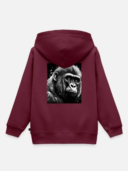 Gorilla Porträt - Kinder Premium Organic Hoodie - Burgunderrot