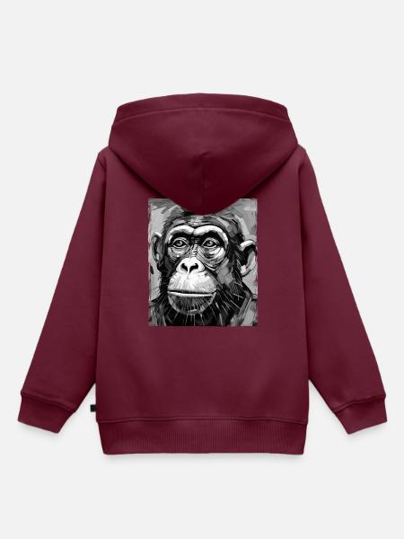 Affe Porträt - Kinder Premium Organic Hoodie - Burgunderrot