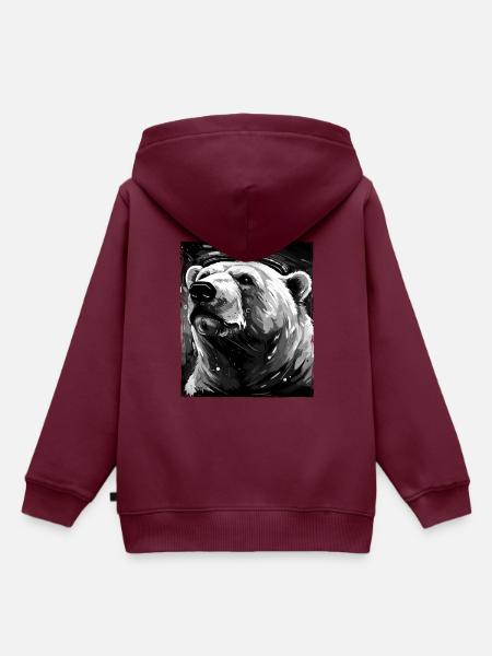 Eisbär Porträt Polar bär - Kinder Premium Organic Hoodie - Burgunderrot