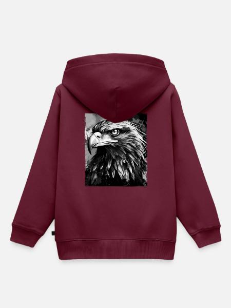 Adler Porträt - Kinder Premium Organic Hoodie - Burgunderrot