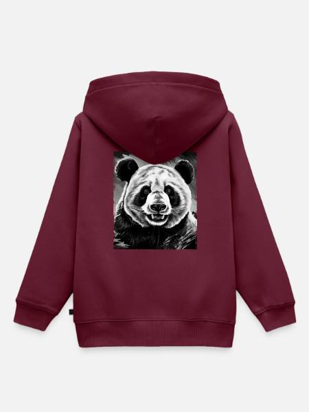 Panda Porträt - Kinder Premium Organic Hoodie - Burgunderrot