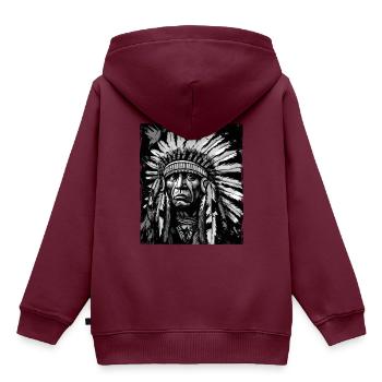 Apache Indianer Häuptling Totenkopf - Kinder Premium Organic Hoodie - Burgunderrot - Hinten - AI Model Kid Female (0cm)