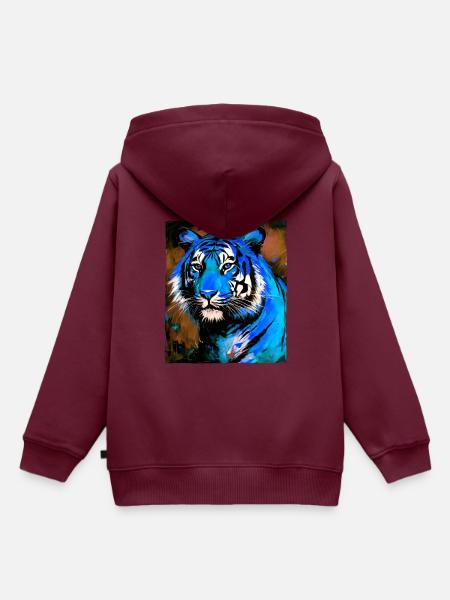 Tiger Porträt - Kinder Premium Organic Hoodie - Burgunderrot
