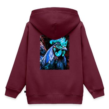 Hahn Porträt - Kinder Premium Organic Hoodie - Burgunderrot - Hinten - AI Model Kid Female (0cm)