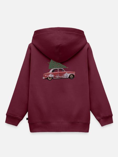 Oldtimer mit Tannenbaum - Kinder Premium Organic Hoodie - Burgunderrot