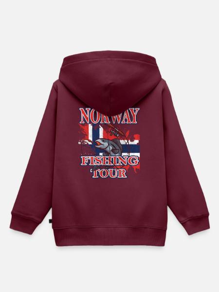 Norway, angeln, Tour - Kinder Premium Organic Hoodie - Burgunderrot