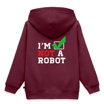 I´m not a Robot - Ich bin kein Roboter im Internet - Kinder Premium Organic Hoodie - Burgunderrot - Hinten - AI Model Kid Female (0cm)
