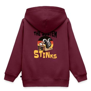 Politik System Stinkt - Kinder Premium Organic Hoodie - Burgunderrot - Hinten - AI Model Kid Female (0cm)
