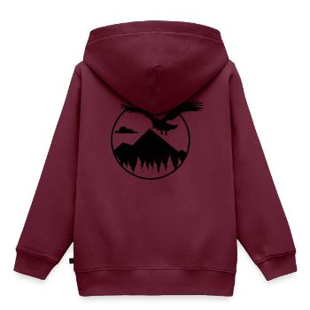 Adler und Berge - Eagle and Mountain - Kinder Premium Organic Hoodie - Burgunderrot - Hinten - AI Model Kid Female (0cm)