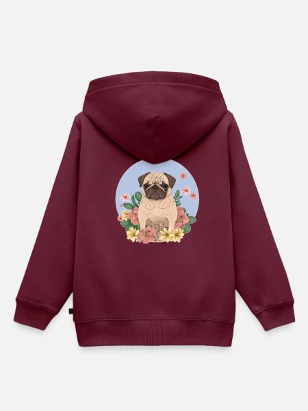 Mops - Kinder Premium Organic Hoodie - Burgunderrot
