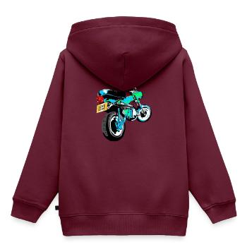 LIEBE MASCHINE - Kinder Premium Organic Hoodie - Burgunderrot - Hinten - AI Model Kid Female (0cm)