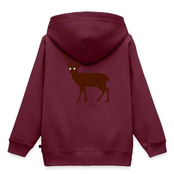 Rotwild Hirschbulle - Kinder Premium Organic Hoodie - Burgunderrot - Hinten - AI Model Kid Female (0cm)