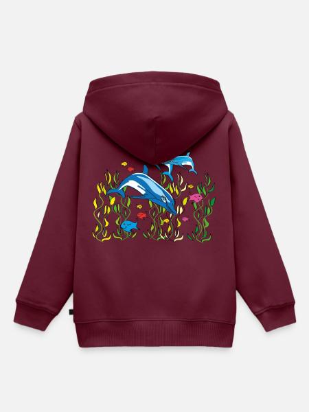 delfine - Kinder Premium Organic Hoodie - Burgunderrot
