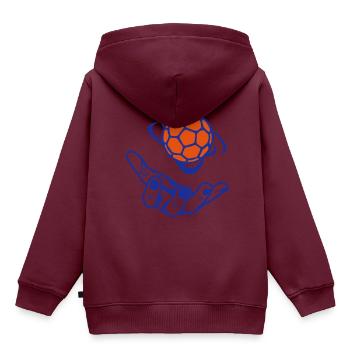 Handball offen Hand offen - Kinder Premium Organic Hoodie - Burgunderrot - Hinten - AI Model Kid Female (0cm)