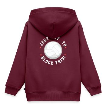 Volleyball Spruch Block - Kinder Premium Organic Hoodie - Burgunderrot - Hinten - AI Model Kid Female (0cm)