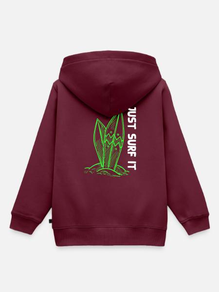 Surfbrett Surfing - Kinder Premium Organic Hoodie - Burgunderrot