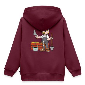 Maurer - Kinder Premium Organic Hoodie - Burgunderrot - Hinten - AI Model Kid Female (0cm)