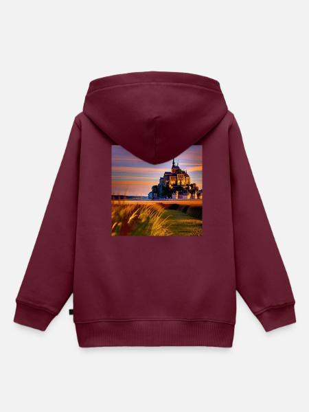 Mont Saint Michel, Frankreich - Kinder Premium Organic Hoodie - Burgunderrot
