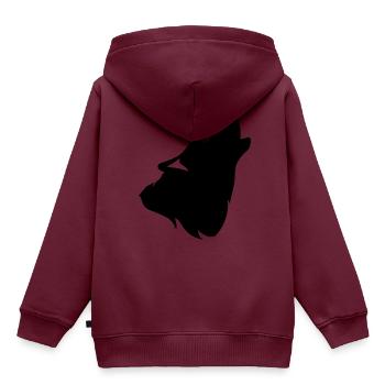 Silhouette Wolf heulender Schatten - Kinder Premium Organic Hoodie - Burgunderrot - Hinten - AI Model Kid Female (0cm)