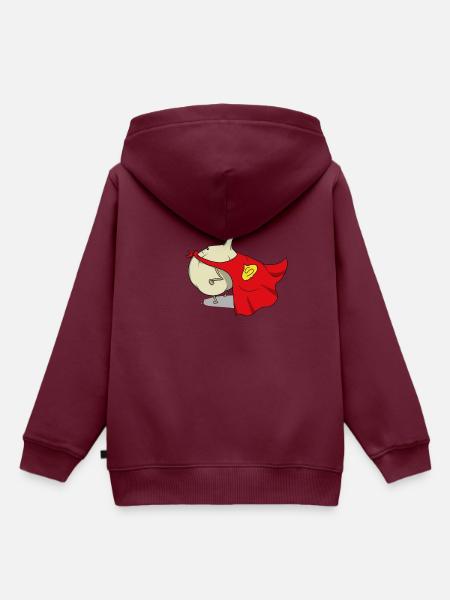 Ein Held Super Knoblauch - Kinder Premium Organic Hoodie - Burgunderrot
