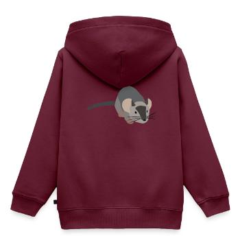 Graue Maus - Kinder Premium Organic Hoodie - Burgunderrot - Hinten - AI Model Kid Female (0cm)