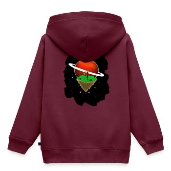 Im Raum schweben - Kinder Premium Organic Hoodie - Burgunderrot - Hinten - AI Model Kid Female (0cm)