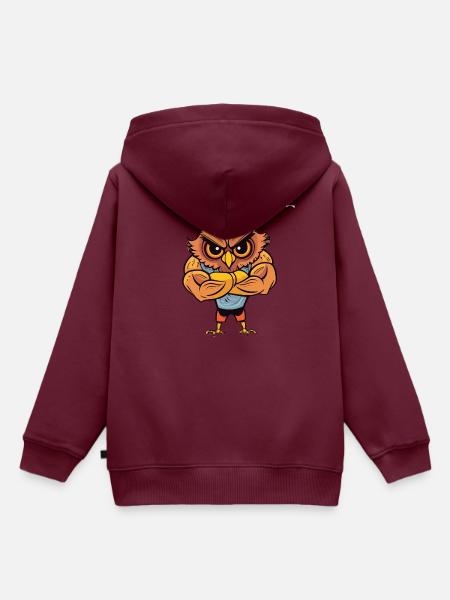 Bodybuilder Eule - Kinder Premium Organic Hoodie - Burgunderrot
