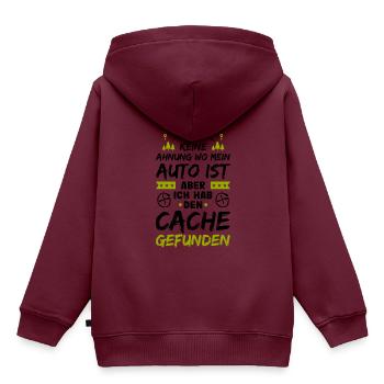 Geocaching Keine Ahnung Geocacher Cache Geocachen - Kinder Premium Organic Hoodie - Burgunderrot - Hinten - AI Model Kid Female (0cm)