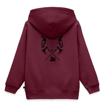 WALHALLA-VIKING SYMBOLE-WIKINGER RUNEN - Kinder Premium Organic Hoodie - Burgunderrot - Hinten - AI Model Kid Female (0cm)