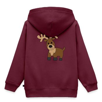 Hirsch - Kinder Premium Organic Hoodie - Burgunderrot - Hinten - AI Model Kid Female (0cm)