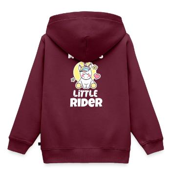 Mamas kleine Reiterin kleiner Reiter Pferde Baby - Kinder Premium Organic Hoodie - Burgunderrot - Hinten - AI Model Kid Female (0cm)